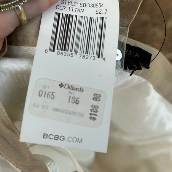 BCBGMaxazria New w Tags Sequin Embroidered A Line Skirt White Beige Lined Cotton - Picture 9 of 11